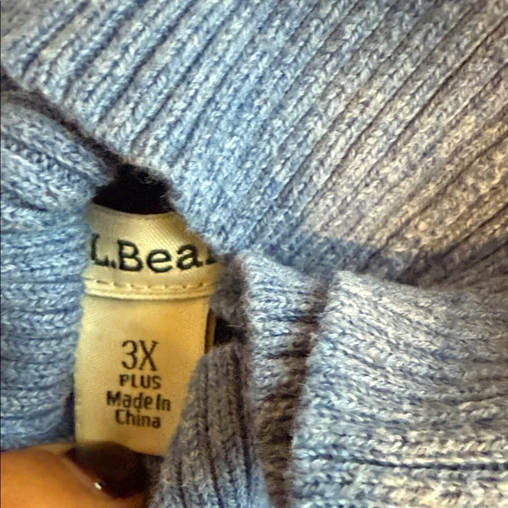 L.L. Bean Sky Blue Ribbed Sweater - Picture 2 of 5